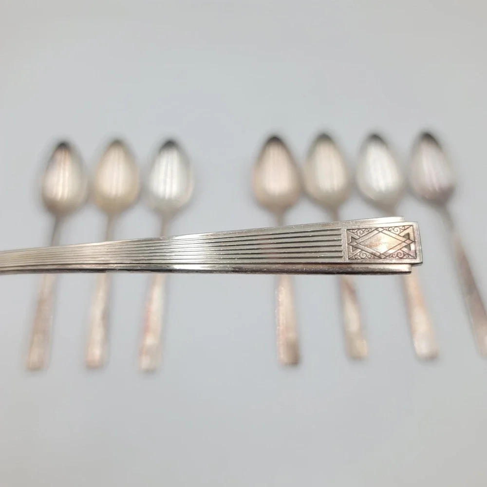 8pc Community Plate Noblesse Silver Plate Tablespoons Art Deco 1930s Set